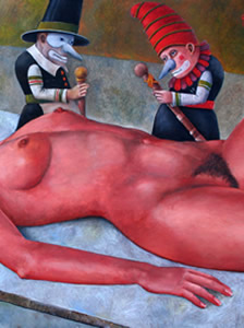  Nude and Scholars. Oil on canvas, 110 × 150 cm. 2000 