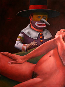  Desnudos y Sabios. Óleo sobre tela, 150 × 110 cm. 2000 