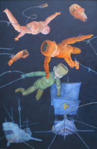  Symbols and Men. Oil on canvas, 150 × 100 cm. 2002 