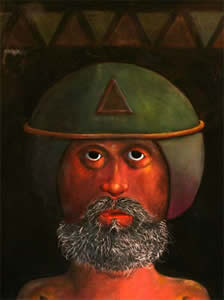  Conquistadores. Gouache sobre papel, 72 × 55 cm. 1988 